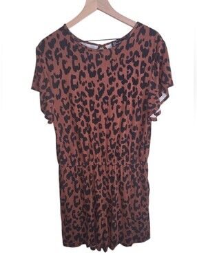 New York & Company Romper Leopard Print - Medium